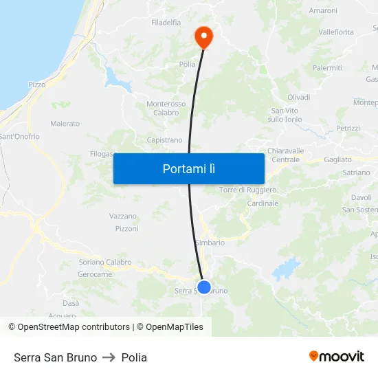 Serra San Bruno to Polia map