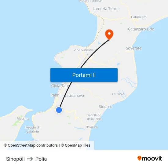 Sinopoli to Polia map