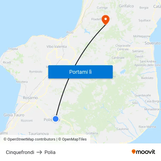 Cinquefrondi to Polia map