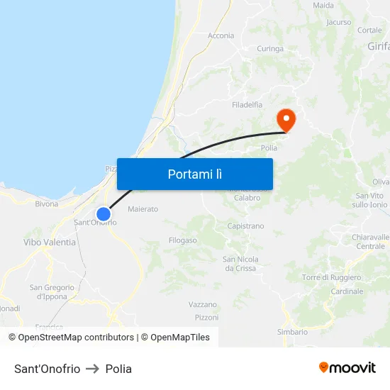 Sant'Onofrio to Polia map