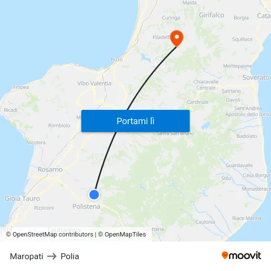 Maropati to Polia map