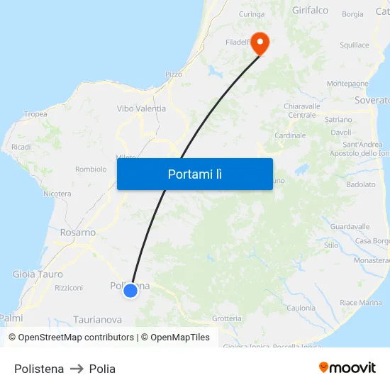 Polistena to Polia map