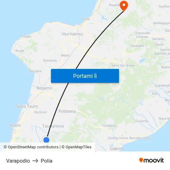 Varapodio to Polia map