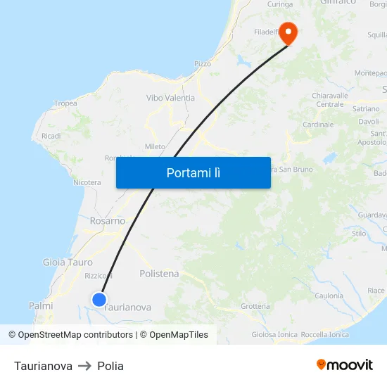 Taurianova to Polia map