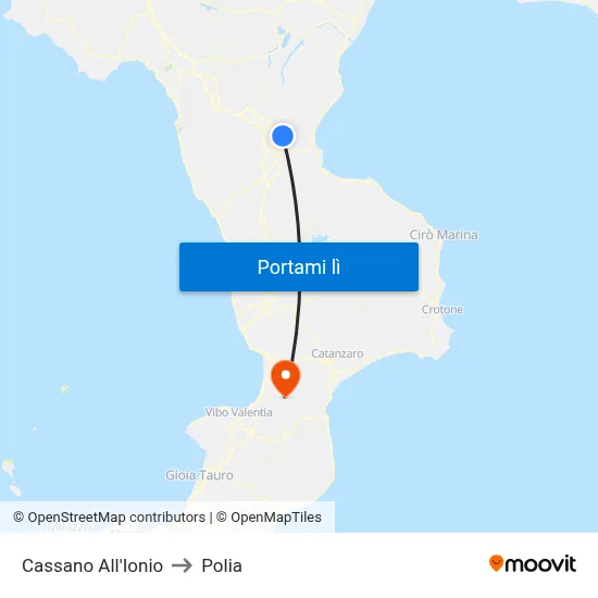 Cassano All'Ionio to Polia map