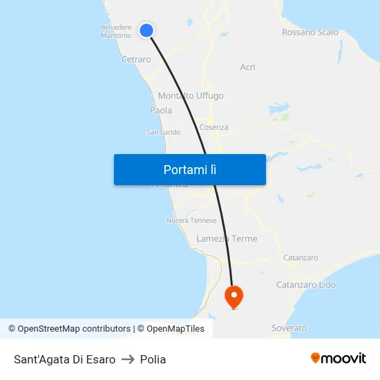 Sant'Agata Di Esaro to Polia map