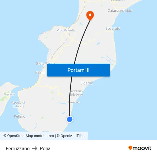 Ferruzzano to Polia map