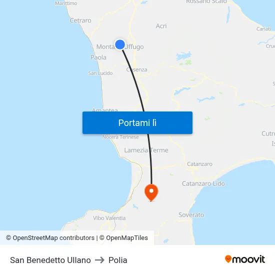 San Benedetto Ullano to Polia map