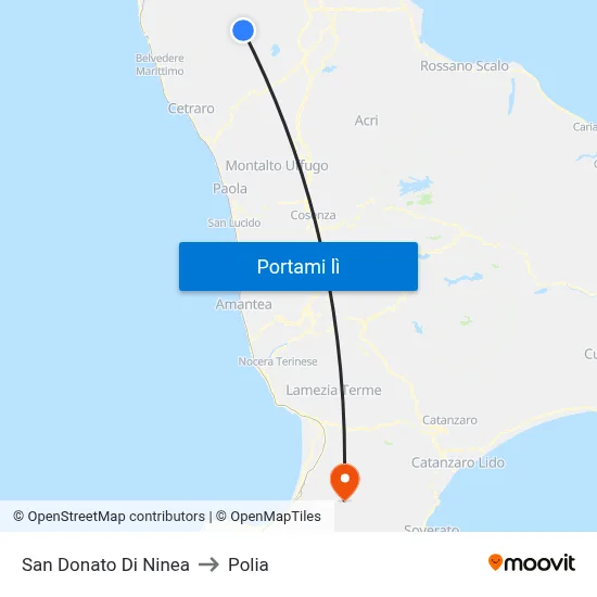 San Donato Di Ninea to Polia map