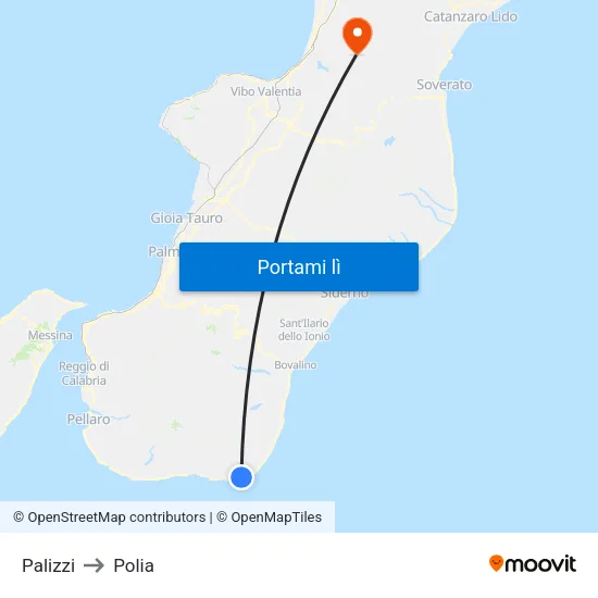 Palizzi to Polia map