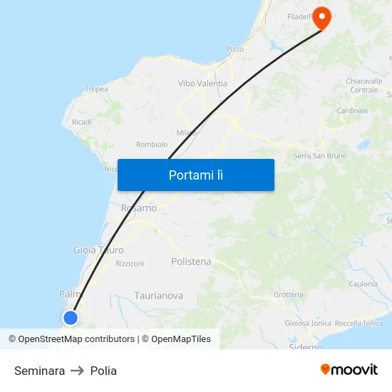 Seminara to Polia map