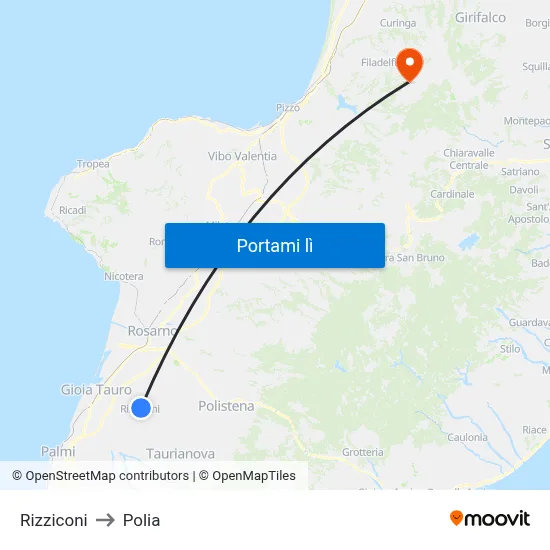 Rizziconi to Polia map