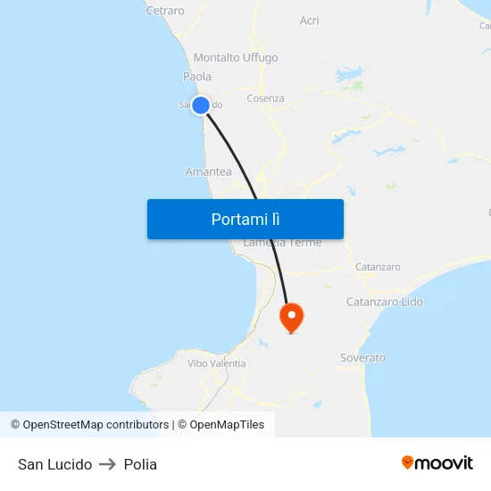 San Lucido to Polia map
