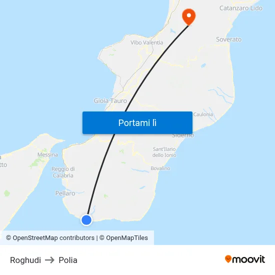 Roghudi to Polia map