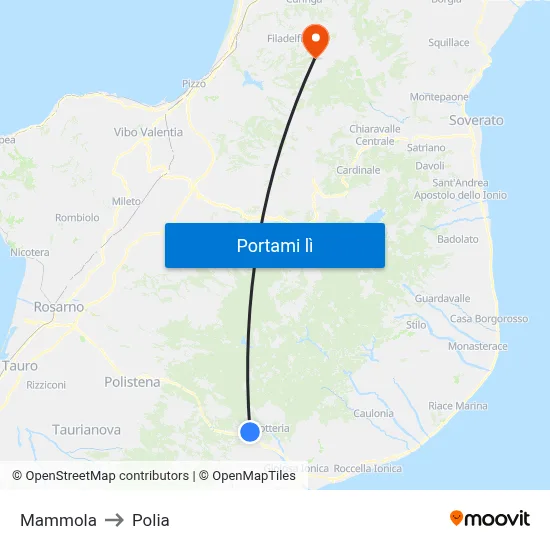 Mammola to Polia map