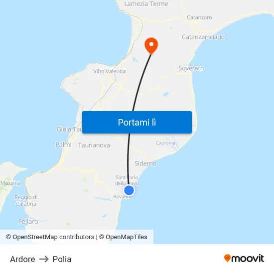 Ardore to Polia map
