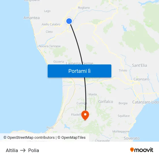 Altilia to Polia map