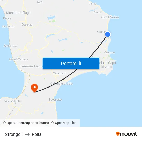 Strongoli to Polia map