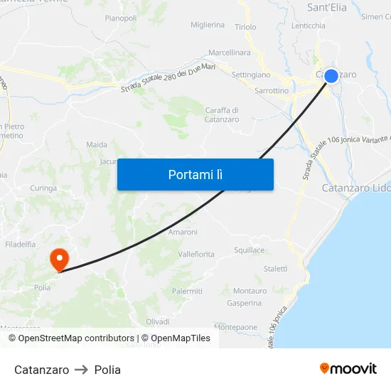 Catanzaro to Polia map