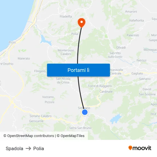 Spadola to Polia map