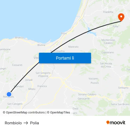 Rombiolo to Polia map
