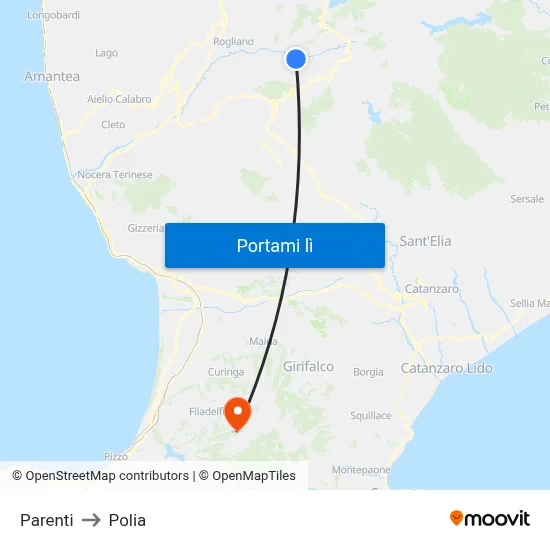 Parenti to Polia map