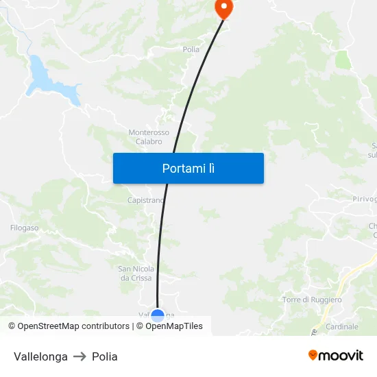 Vallelonga to Polia map