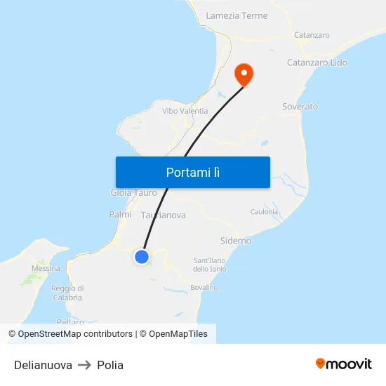 Delianuova to Polia map