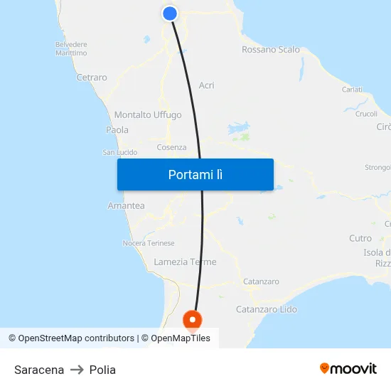 Saracena to Polia map
