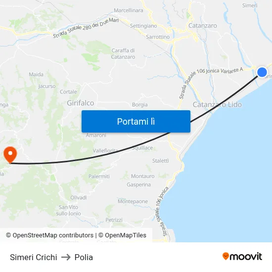 Simeri Crichi to Polia map