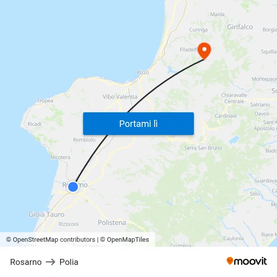 Rosarno to Polia map