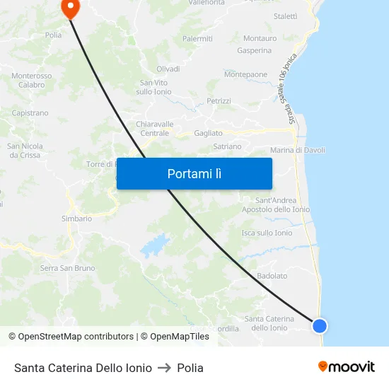 Santa Caterina Dello Ionio to Polia map