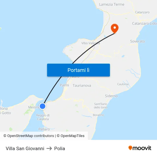 Villa San Giovanni to Polia map