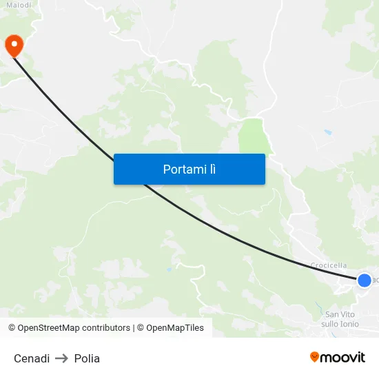 Cenadi to Polia map