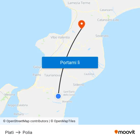 Platì to Polia map