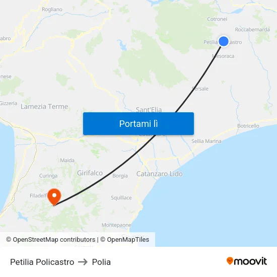 Petilia Policastro to Polia map
