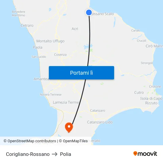 Corigliano-Rossano to Polia map