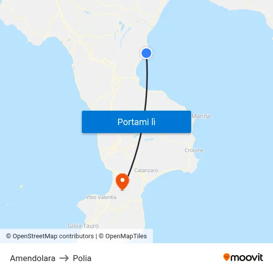 Amendolara to Polia map