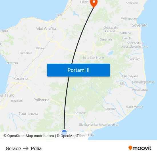 Gerace to Polia map