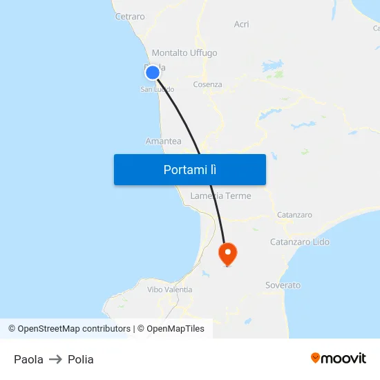 Paola to Polia map