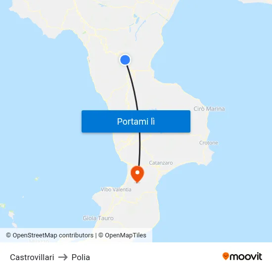 Castrovillari to Polia map