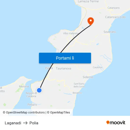 Laganadi to Polia map