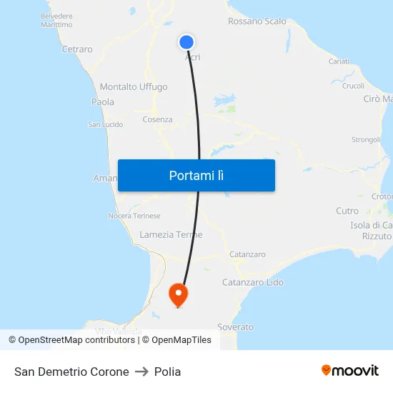 San Demetrio Corone to Polia map