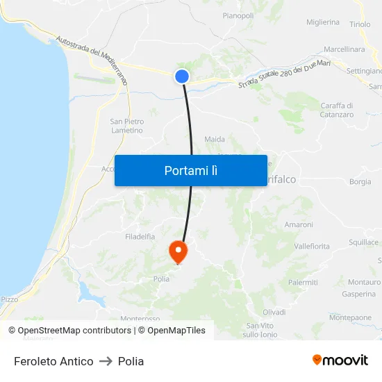 Feroleto Antico to Polia map