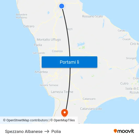 Spezzano Albanese to Polia map