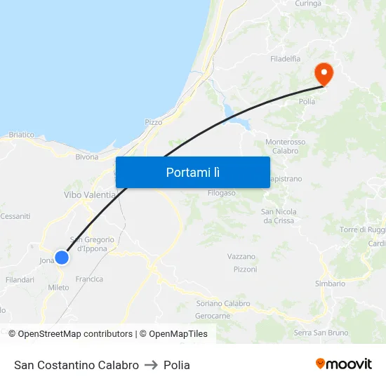 San Costantino Calabro to Polia map