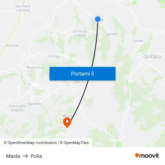 Maida to Polia map