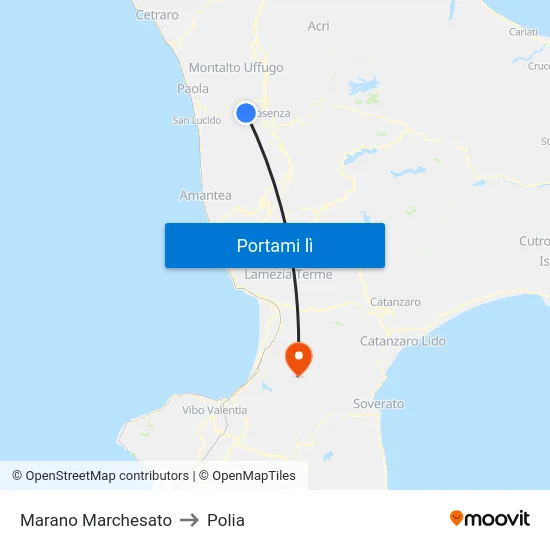 Marano Marchesato to Polia map