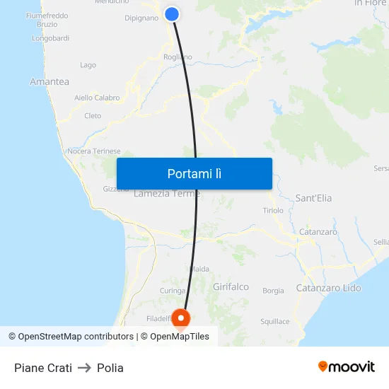 Piane Crati to Polia map