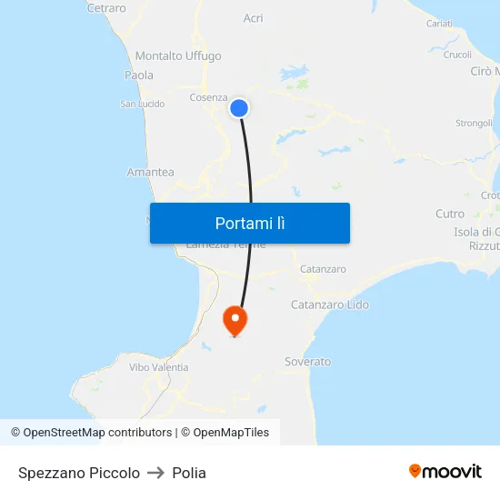 Spezzano Piccolo to Polia map